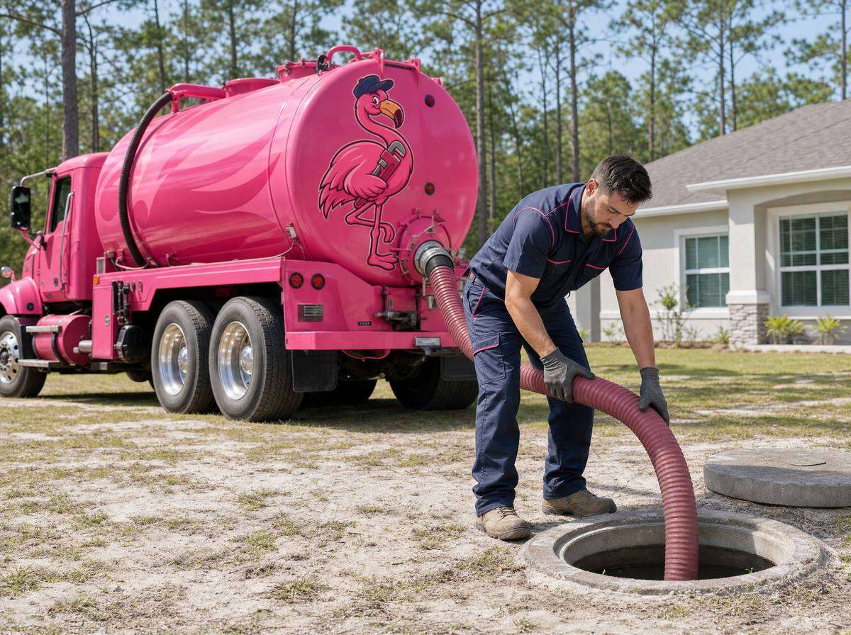 Septic tank pump-out in progress at a Jacksonville home